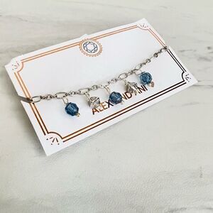 Alex and Ani Swarovski Crystal Pull Chain Bracelet, Silver/Blue, NWT